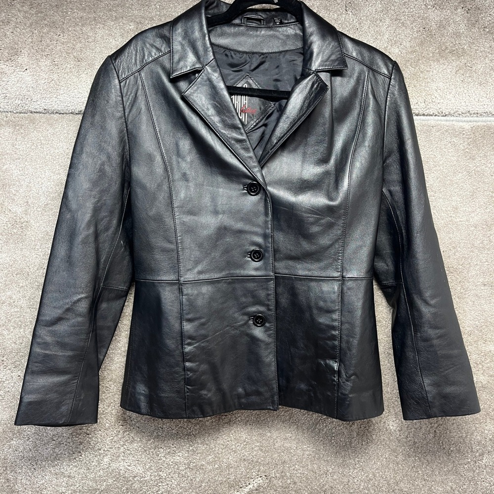 Vintage Tibor Blazer Jacket‎ Medium Black Genuine Leather Soft Classic Business